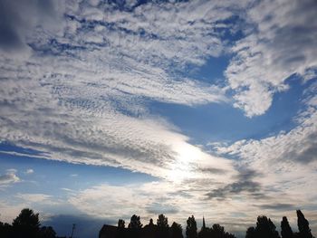 Low angle view of silhouette buildings against sky