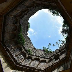 Low angle view of old ruins against sky