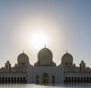 Low angle view of mosque against clear sky