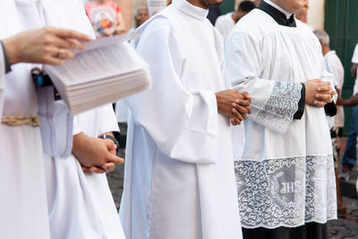 Catholics are seen in pelourinho during the easter week procession in the city of salvador, bahia.