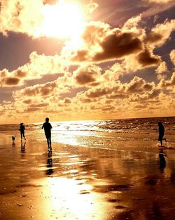 Silhouette of people enjoying at beach