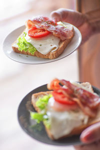 Close-up of breakfast served on table