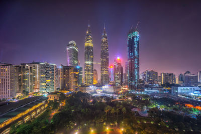 Illuminated city at night