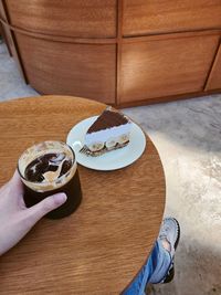 High angle view of food on table