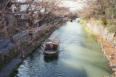 High angle view of boat in river