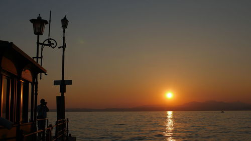 View of calm sea at sunset