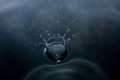 Close-up of drop splashing in water