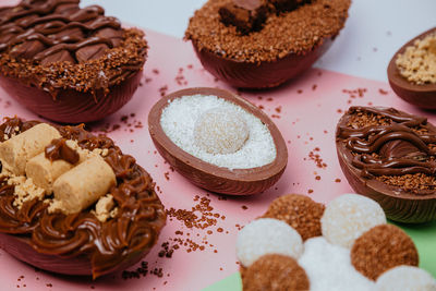 High angle view of cake on table