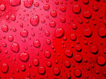 Full frame shot of wet red table