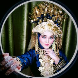 Close-up of traditional marriage woman indonesia's