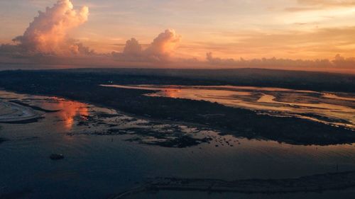 Scenic view of sea at sunset