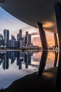 Reflection of modern buildings in city