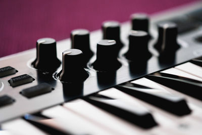 Close-up of computer keyboard on table