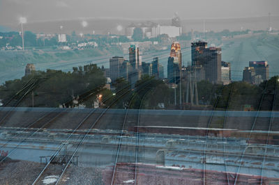View of illuminated cityscape