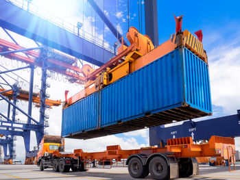 View of commercial dock against sky