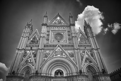 Low angle view of temple building against sky