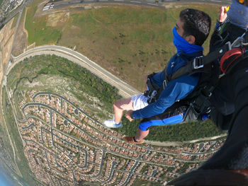 High angle view of boys on land