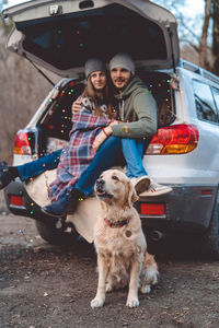 Portrait of woman with dog