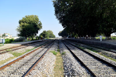 Railroad tracks on railroad track
