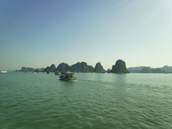 Scenic view of sea against clear sky