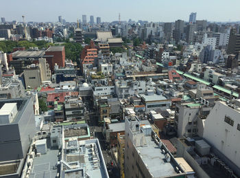 High angle view of cityscape against sky
