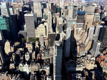 High angle view of city buildings