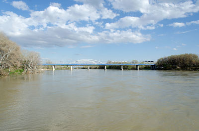 Bridge over river against sky