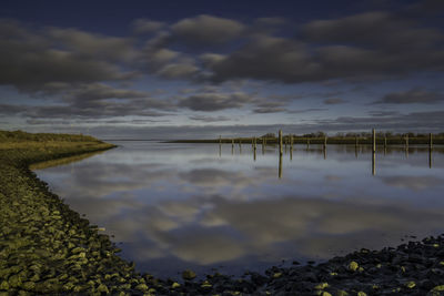 Scenic view of lake against sky