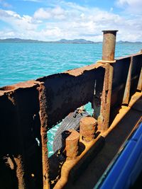 Scenic view of sea against blue sky