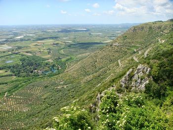 Scenic view of agricultural landscape against sky