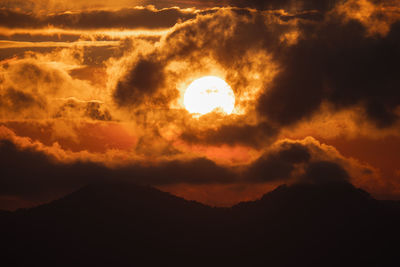 Low angle view of silhouette landscape against sky during sunset