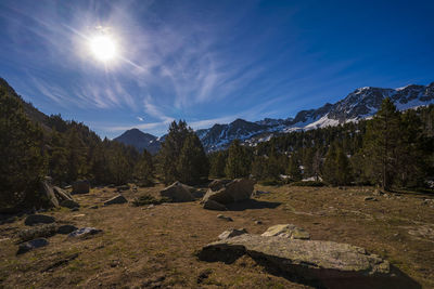 Scenic view of rocky mountains against sky