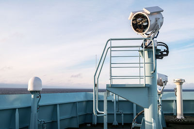 Low angle view of floodlight on ship