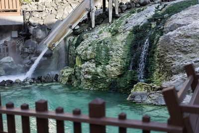 Water flowing through rocks