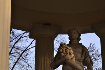 Low angle view of statue against clear sky