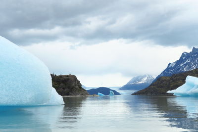 Icebergs floating in river at torres del paine national park