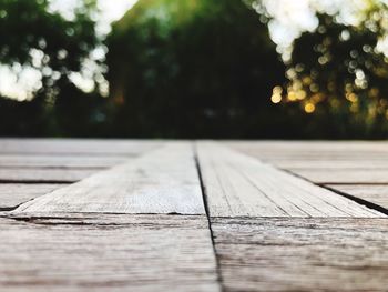 Surface level of wooden bench