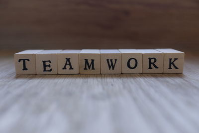 Close-up of text on wood