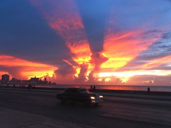 Scenic view of dramatic sky during sunset