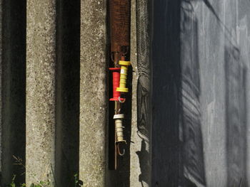 Close-up of pipe on wall