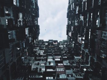 Directly below shot of buildings against sky