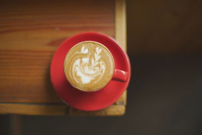 Directly above shot of cappuccino on table