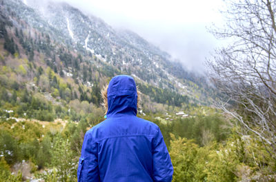 Rear view of man looking at mountain