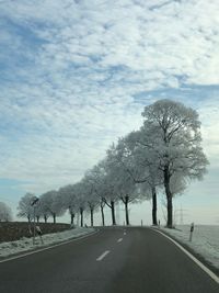 Road amidst trees against sky