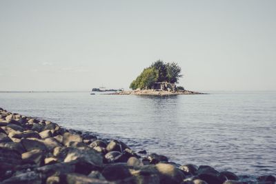 Scenic view of sea against clear sky