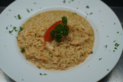 High angle view of meal served in plate