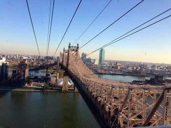 Suspension bridge over river