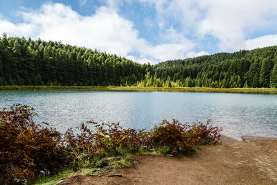 Scenic view of lake against sky