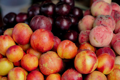 Full frame shot of apples in market