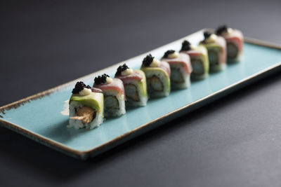 Close-up of food in plate on table